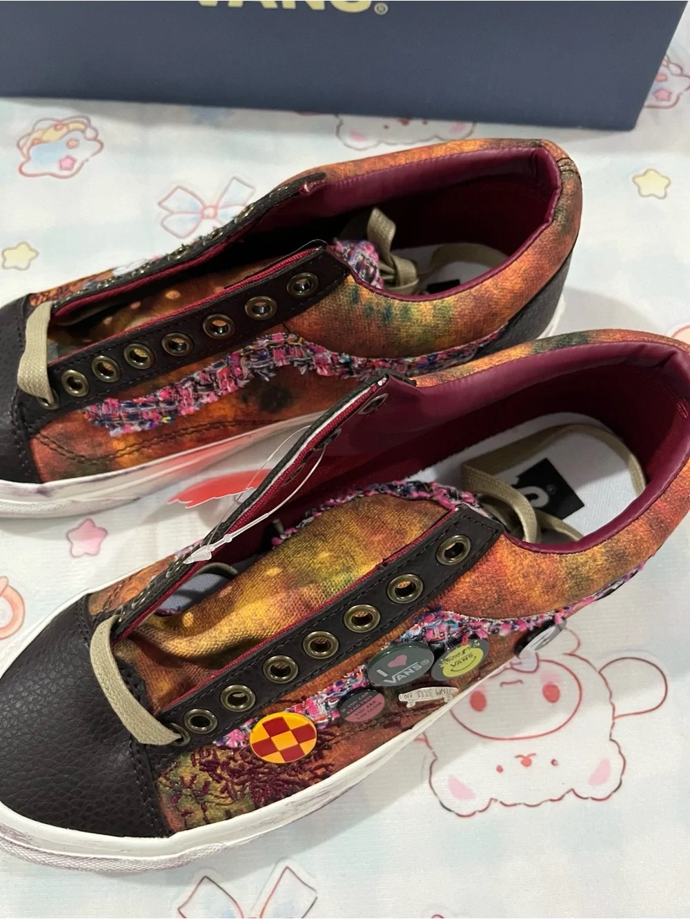 Vans Multicolor Patchwork Low Top Sneakers with Black Toe